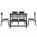 ZUN 6-Piece Modern Dining Set for Home, Kitchen, Dining Room with Storage Racks, Rectangular Table, 49001762