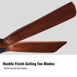 ZUN 60 in. Farmhouse Walnut Wood Ceiling Fan with Remote Control,without Light W1367141065