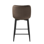 ZUN Set of 2 Counter Height Chairs Brown Velvet Upholstery Modern Casual Dining Furniture Metal Legs, B011P234280