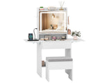 Vanity Table with LED Lighted Mirror, 2 Drop Leaf Extension & Built-in Charging Station-White 83199140