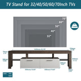 ZUN 20 minutes quick assembly brown simple modern TV stand with the toughened glass shelf cabinet W67943604