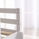 Elevated Cross Bracing Straight Ladder Twin Pine Wooden Bed White 49261436