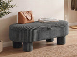 Gray 42 Inch Corduroy Storage Bench, Plush Foam Cushion & Hidden Compartment, 400LBS Seat Weight 51915597