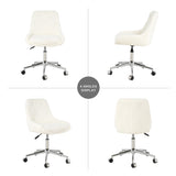 Modern teddy fleece fabric with chrome legs living room furniture dining chair, soft and W210127509