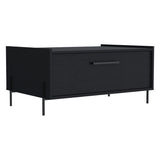 Shan 15"High Minimalistic Coffe Table with Pull Down Cabinet and Open Shelf Black B200P253723