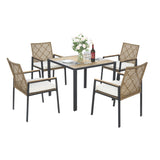 All Weather 5-Piece Patio Dining Table Sets, Patio Conversation Set Acacia Wood Table Top with 26863021