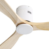52 Inch Wooden Ceiling Fan With 3 Solid Wood Blades Remote Control Reversible DC Motor Witout Light W882P266418