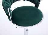 Set of 2 Bar Stools,with Chrome Footrest and Base Swivel Height Adjustable Mechanical Lifting Velvet 59075110