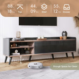 63'' Mid Century TV Stand with 2 Cabinets& Open Compartments, Entertainment Center for TVs up to N710P180182B