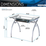 ZUN Clear Glass Top Computer Desk with Pull Out Keyboard Panel, Clear 19050229