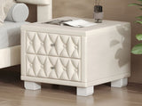 Elegant Velvet Nightstand with 2 Drawers and Crystal Handle, Storage Bedside Table with 88875588