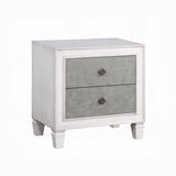 Two-tone Finish Nightstand with 2 Drawers, Rustic Gray and Weathered White B016P256550