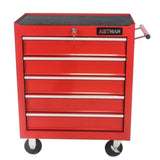 ZUN 5 Drawer Tool Chest, Tool Storage Cabinet for Garage Storage with 4 Wheels and Locking System, RED W1102107319