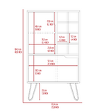 L Bar Single Door Cabinet, Eight Built-in Wine Rack, Four Legs, Light Gray B097120588