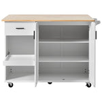 ZUN K&K Kitchen Island with Foldable Counter Top, Kitchen Storage Cart with Slide-Out Shelf, Towel Rack N707P173036W