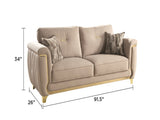 Leena Contemporary Style Upholstery Sofa Made with Wood in Gold accent & Beige B009P264617