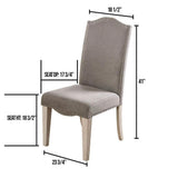 Transitional Style Antique White Frame Set of 2pc Side Chairs Gray Fabric Parson Chair Camel Back B011P208978