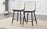 ZUN Modern Two-Tone PU Bar Stool -White and Gray spliced chairs With Gold Decorated Legs.White and W1151P211969