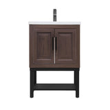 24" Bathroom Vanity White Ceramic Sink & Hot and Cold Faucet , Freestanding Bathroom Cabinet W688P224404