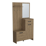 Parker 75" Tall Mirrored Tree Hall with Hangers, Three Shelves, Two Cabinets, One Drawer, Entry way, B200P286967