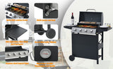 Propane Gas Grill 4 Burner Barbecue Grill, Stainless Steel 34,000 BTU Patio Garden Barbecue Grill W1650137967