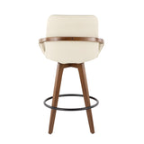 Cosmo Mid-Century Counter Stool in Walnut and Cream Faux Leather by LumiSource B202P222362