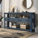 U_STYLE Modern Console Table Sofa Table for Living Room with 4 Drawers and 2 Shelves GL-N711P234484V
