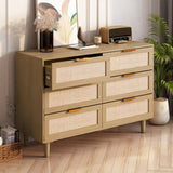6 drawers Rattan dresser Rattan Drawer, Bedroom,Living Room W75763040