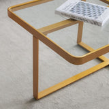 ZUN Minimalism rectangle coffee table,Golden metal frame with tempered glass tabletop 76024751