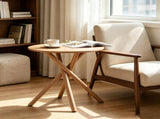 Modern Round Side Table with Crossed Metal Legs, 23.6" Small Accent End Table with Adjustable Feet, 48245922