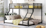 Metal Floor Bunk Bed, Twin XL over Queen, Black MF309470AAB
