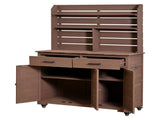 (Assembly Video) 65''H Large Garden Potting Bench with Lockable Wheels and Storage Cabinet, N717P404333D