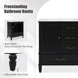 ZUN 30" Bathroom Vanity with Sink, Bathroom Cabinet with A Door, Three Drawers, Solid Wood Legs & MDF N759P207656B