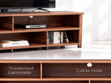 Dark Brown Particle Board TV Stand, 70.07"15.75"24.4" Double Layer Entertainment Center with Open 05126752