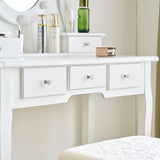 Vanity Set with 3-Color Dimmable Lighted Mirror, Makeup Dressing Table with Power Outlet, Drawers 08049792