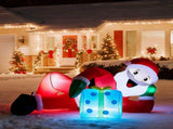7FT Lighted Christmas Inflatable Decoration, Inflatable Santa Lying on Floor, Funny Blow Up Yard 49600765