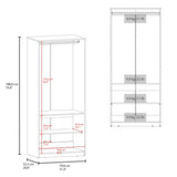 Wardrobe Berlin, Two Doors, Hanging Rod, Two Shelves, Shoe Rack, Bedroom, Wengue B128P343764