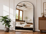 71" x 30.2" Arched Large Full Length Mirror Wall Mounted Floor Mirror with Stand, Black 72082186