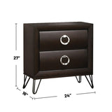 2 Drawers Nightstand with Ring Pulls, Dark Merlot B016P256424