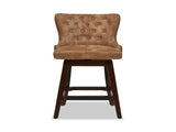 Holmes Tufted High-Back 360 Swivel Counter-Height Barstool, Tan Brown Faux Leather B2719P238380