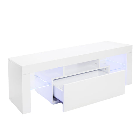 ZUN Elegant Household Decoration LED TV Cabinet with Single Drawer White 22486525