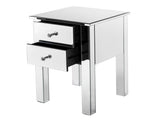 Modern and Contemporary Mirrored 2-Drawers Nightstand Bedside Table Silver 09093710