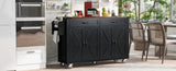 K&K 53.5''Farmhouse Kitchen Island with Power Outlet, Kitchen Storage Island with Drop Leaf, Spice N707P170348B