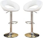 ZUN White Faux Leather Stool Adjustable Height Chairs Set of 2 Chair Swivel Design Chrome Base PVC B01149815