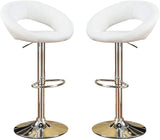 ZUN White Faux Leather Stool Adjustable Height Chairs Set of 2 Chair Swivel Design Chrome Base PVC B01149815