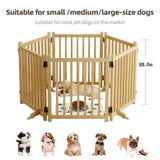 (6 Panel) Wooden Freestanding Dog Gates for The House,Dog Gates for Doorways, Stairs,Wood Dog Fences W2641P336052