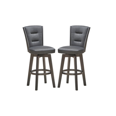 ZUN 29" Seat Height Glitter Grey Faux Leather Bar Chairs, Set of 2 SR011842