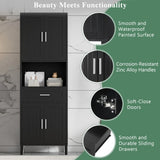 70.9" High Freestanding Tall Bathroom Cabinet with a Drawer, 2 Cabinets, 4 Soft-Close Doors, 2 N729P272001B
