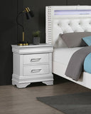 Modern Sleek Bedside Table White 1pc Nightstand Bedroom Furniture Accent Handles Spacious Drawers B011P306183