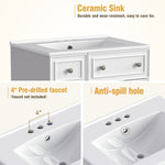 ZUN 24-Inch Bathroom Vanity Cabinet with Ceramic Sink, 2 Drawers, 1 Door WF532034AAK